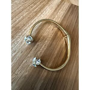 KATE SPADE Lady Marmalade Rose Gold Toned Cuff Bracelet Crystal Hinged Bangle